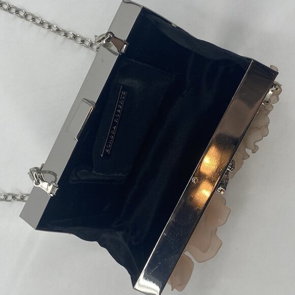 Sondra Roberts Embellished Silver Clasp Clutch Purse Floral Wedding Crossbody - Picture 11 of 15